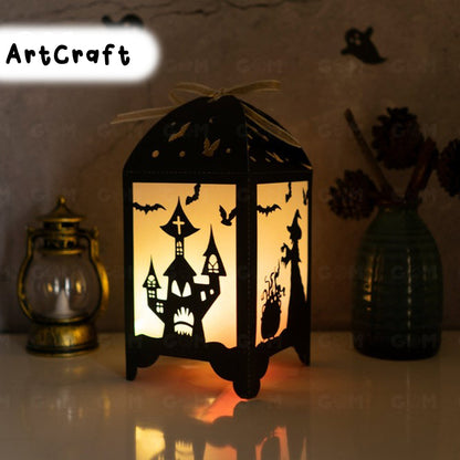 Combo 3 Happy Halloween Lantern Template - Paper Cut - Light Box SVG File - DIY Paper Lanterns