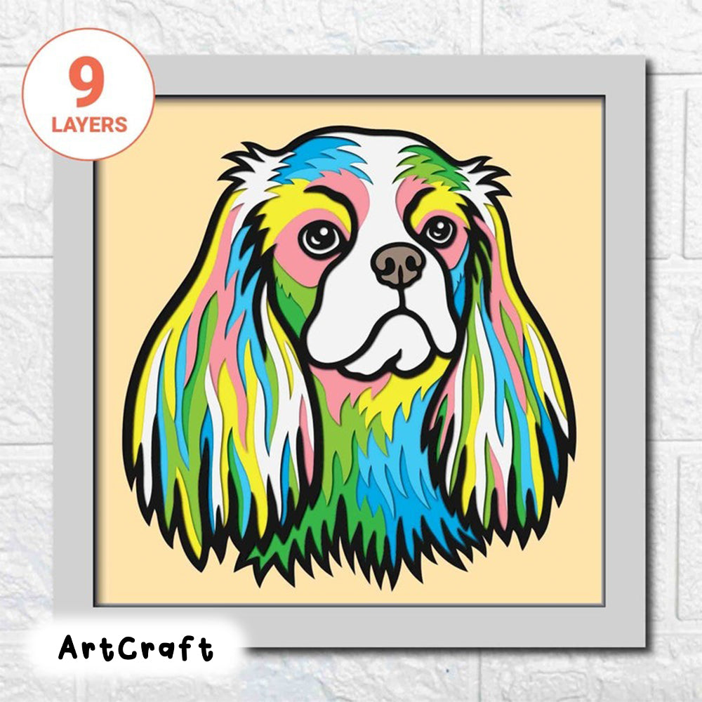 Cavalier King 3D Layered SVG/ Colorful Dog 3D Mandala/ 3D Dog Shadow Box/ 3D Dog Pop Art/ Pet Layer Cardstock/ For Cricut/ For Silhouette