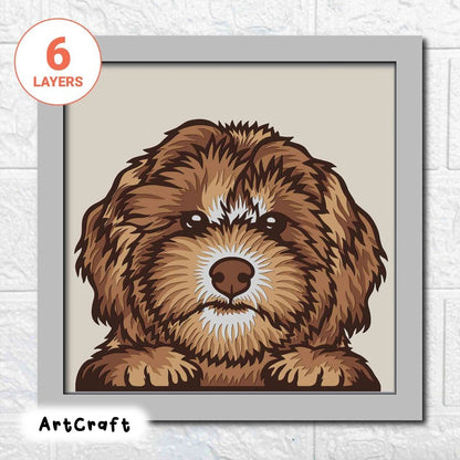 Peeking Puppy Layered SVG/ Labradoodle 3D Mandala/ Doodle Puppy Shadow Box/ SVG File For Cricut/ Multilayer For Laser/ Australian Doodle Dog