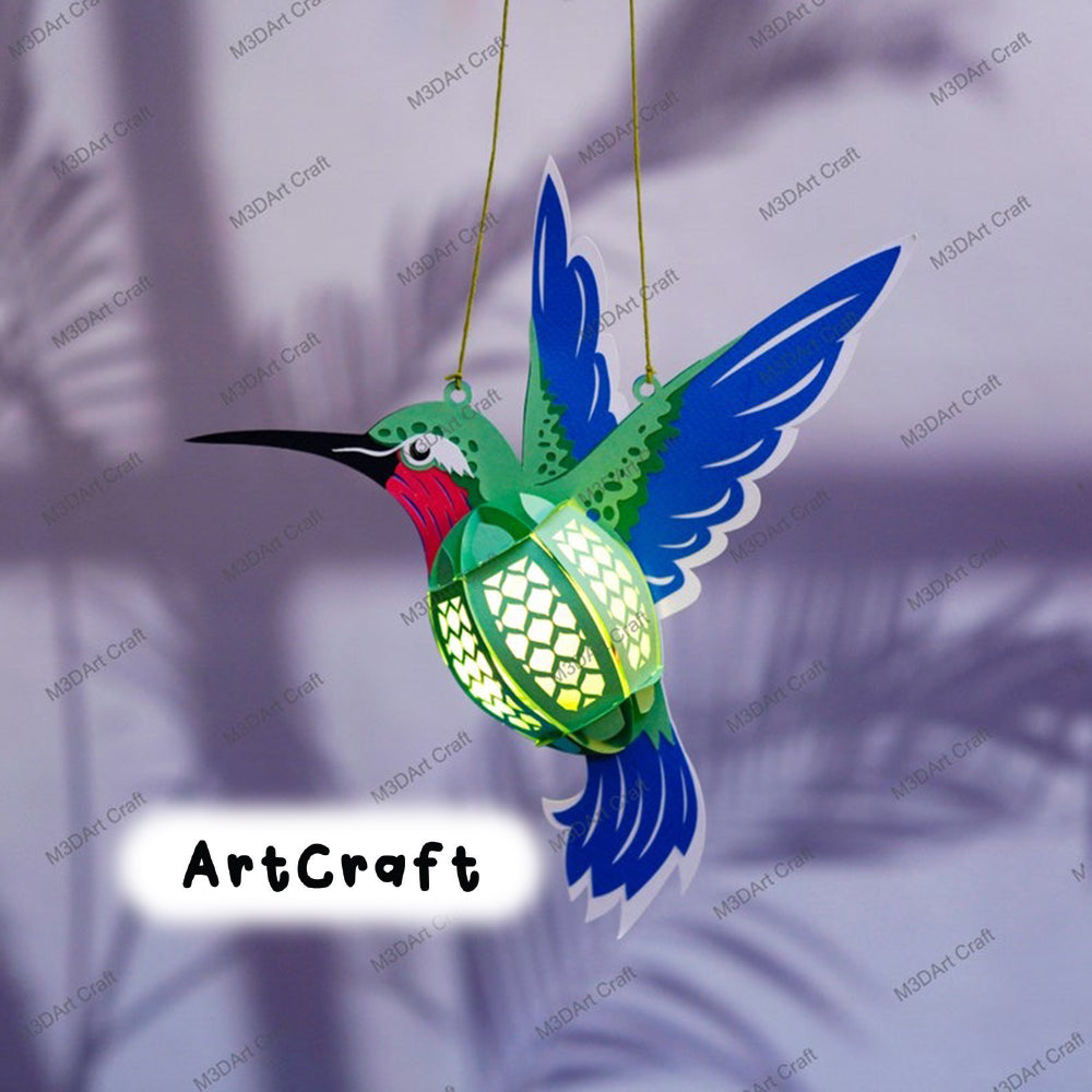 Set 3 Hummingbird Lanterns PDF, SVG Templates for Cricut Project - Paper Lantern Cutting DIY Hummingbird Decorations, Shadowbox svg file