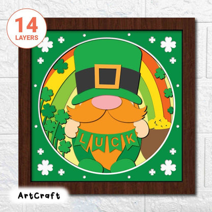 St Patrick's Gnome 3D Shadow Box SVG/ 3D Gnome Shadow Box/ St Patrick's Day Decoration/ Irish Gnome SVG/ SVG File For Cricut/ For Silhouette