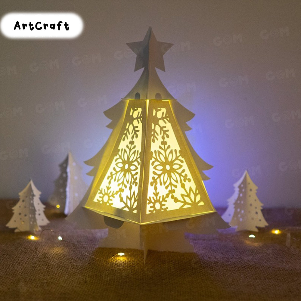 Pack 3 Christmas Tree Lantern SVG - Christmas Lantern Template - DIY Paper Lanterns - DIY Paper Lanterns - Xmas Paper Cutting