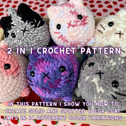 2 in 1 Crochet Pattern | Cute Loaf Cat Plushies, Amigurumi Crochet Cat, Crochet Plushie Pattern, Crochet Plushie Pattern Bundle,Cute Crochet