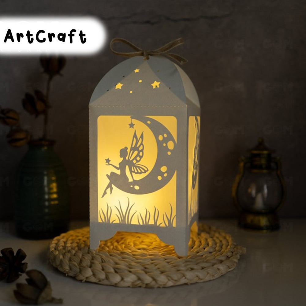 Moon Fairy Lantern template - Paper Cut - Light Box SVG File - DIY Paper Lanterns