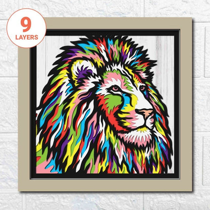 Lion 3D Layered SVG For Cardstock/ Colorful Lion 3D Multilayer / Lion Mandala Wall Art/ Animal 3D Papercraft/ SVG For Cricut/ For Silhouette