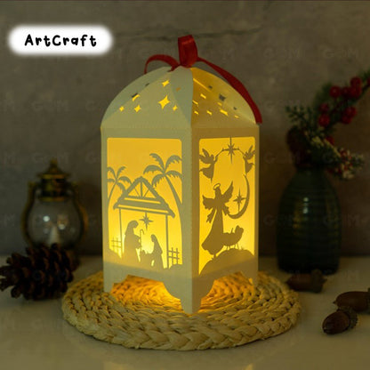 Combo 2 Nativity Lantern Template - Paper Cut - Light Box SVG File - DIY Paper Lanterns