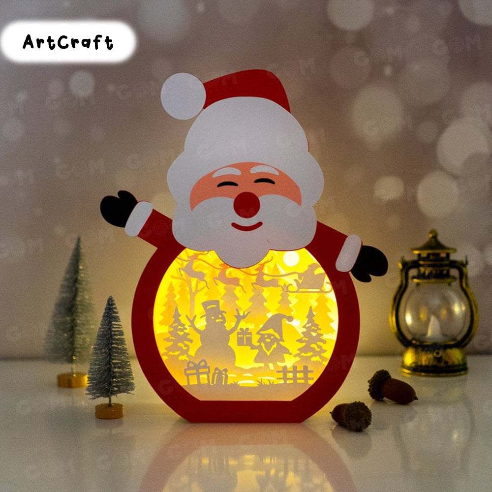 Santa Claus Shadow Box SVG - Gnomes Shadow Box - Christmas Shadow Box - DIY Paper Lanterns - Merry Christmas DIY Paper Lanterns