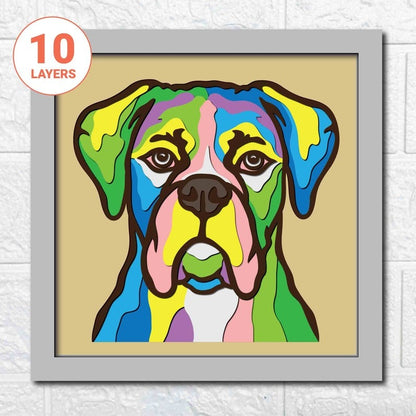 Colorful Boxer Dog 3D Layered SVG/Boxer Dog Shadow Box/ Dog Mandala 3D SVG/ SVG File For Cricut/ Multilayer For Laser/ Pet 3D Glowforge