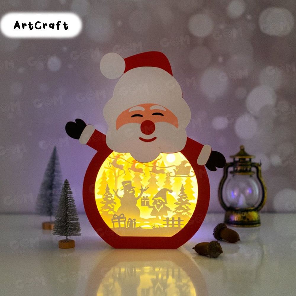 Santa Claus Shadow Box SVG - Gnomes Shadow Box - Christmas Shadow Box - DIY Paper Lanterns - Merry Christmas DIY Paper Lanterns