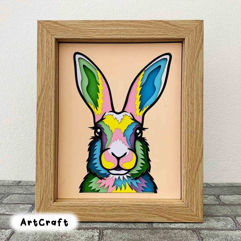 Rabbit 3D Layered SVG For Cardstock/ Colorful Rabbit Multilayer/ Animal Pop Art/ Wild Animal 3D Papercraft SVG/ For Cricut/ For Silhouette