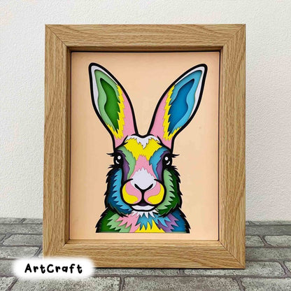 Rabbit 3D Layered SVG For Cardstock/ Colorful Rabbit Multilayer/ Animal Pop Art/ Wild Animal 3D Papercraft SVG/ For Cricut/ For Silhouette