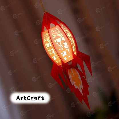 Set 2 Rocket Lantern PDF, SVG, Studio Templates - DIY Spaceship Paper Lantern for For Children's Room Decor, Diy gifts for kids