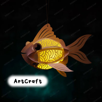 Set 3 Fish Lantern PDF, SVG, Silhouette Studio Templates - Ocean Lantern Paper Cut - Goldfish Lantern Paper Cut - DIY Fish Paper Decorations