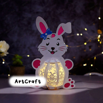 Pack 3 Bunny Lantern PDF, SVG, Studio Template - Bunny Easter Egg Lantern for Easter Decorations - DIY Easter Paper Cut Template