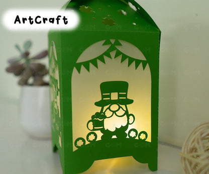 Happy Patrick's day Lantern Template PNG - Paper Cut - Lightbox SVG File - DIY Paper Lanterns