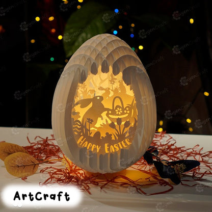 Happy Easter Eggs Pop up, PDF, SVG, Studio Template 3D Papercut Light Box Sliceform Paper Sphere Popup, 3d lamp svg, Easter night light