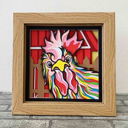 3D Chicken Layered SVG For Cardstock/ Farmhouse Decoration/ Farm Animal Pop Art/ Colorful Rooster 3D Papercraft/ For Cricut/ For Silhouette