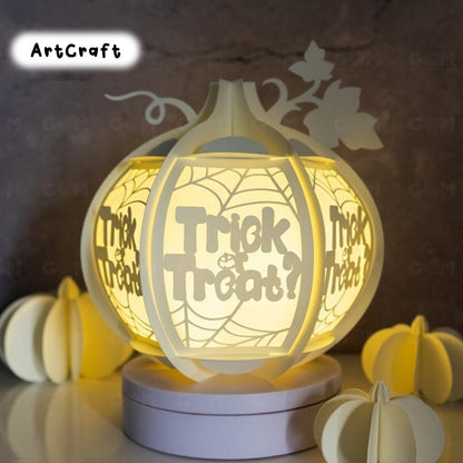 Trick or Treat Lantern SVG - Pumpkin Lantern Template - Happy Halloween - Paper Cut - Light Box SVG File - DIY Paper Lanterns