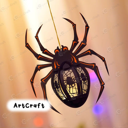 Set 3 Spider Lantern PDF, SVG, Studio Templates - Spider Paper Lantern for Halloween Decoration - Diy Halloween Lantern Light Box Paper Cut