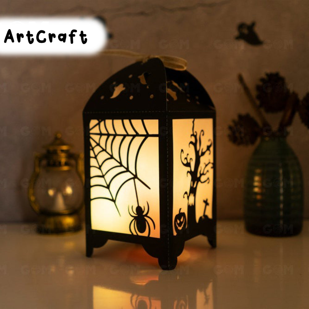 Combo 3 Happy Halloween Lantern Template - Paper Cut - Light Box SVG File - DIY Paper Lanterns