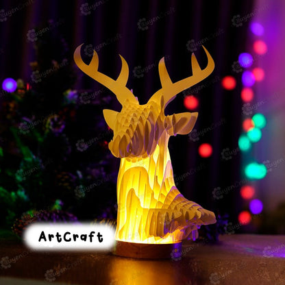 3D Reindeer Sliceform Pop Up SVG Template creating Deer Head Pop Up - Diy Christmas Decorations for Merry Christmas - Sliceform Papercraft