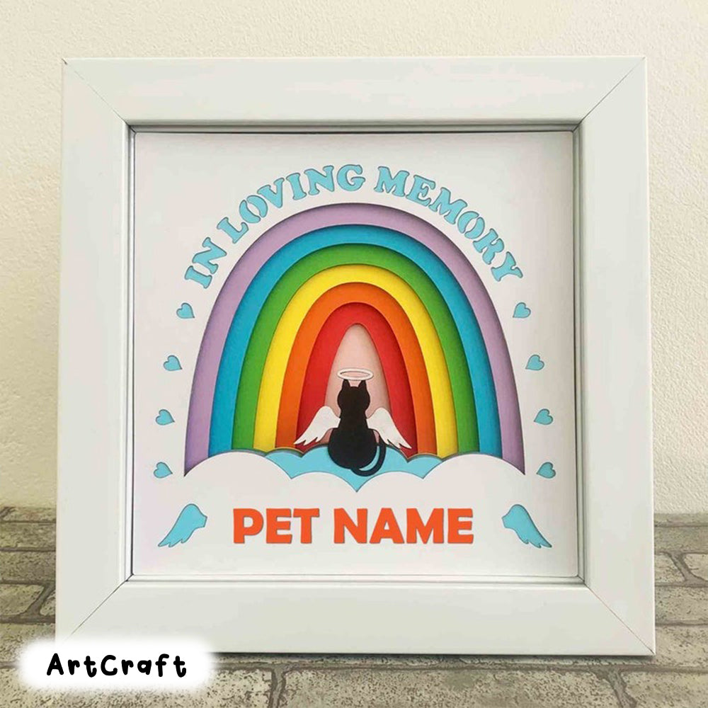 Personalized Pet Memorial Shadow Box SVG/ Rainbow Bridge Layered Cardstock/ In Loving Memory/ SVG File For Cricut/ Shadow Box Gift Pet Loss