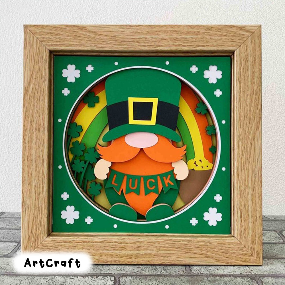 St Patrick's Gnome 3D Shadow Box SVG/ 3D Gnome Shadow Box/ St Patrick's Day Decoration/ Irish Gnome SVG/ SVG File For Cricut/ For Silhouette