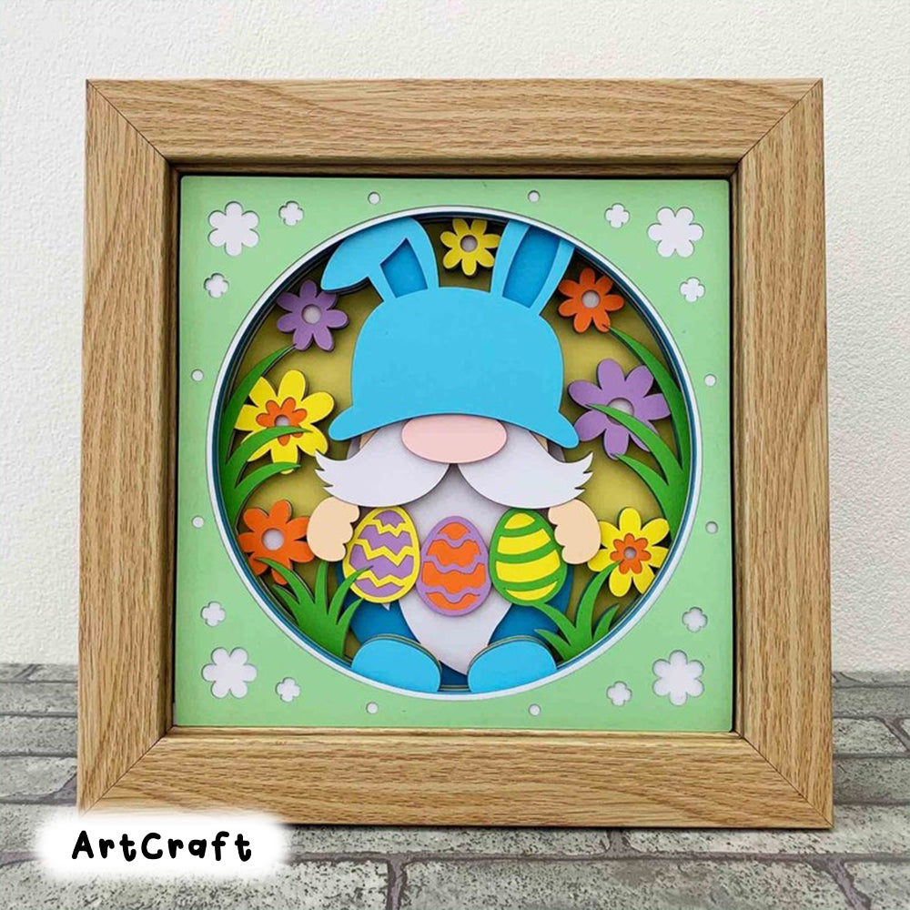 Easter Gnome 3D Shadow Box SVG/ Bunny Gnome Shadow Box/ Easter Decoration/ Gnome Easter Day 3D SVG/ SVG File For Cricut/ For Silhouette