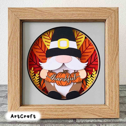 Thanksgiving Gnome 3D Shadow Box SVG/ Thankful Shadow Box/ Thanksgiving Gift Box/ Gnome Turkey 3D SVG/ SVG File For Cricut/ For Silhouette