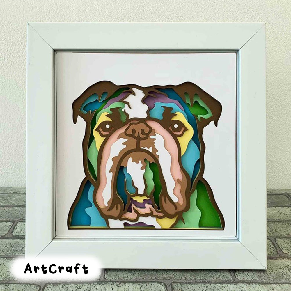 Bulldog 3D Layered SVG For Cardstock/ Colorful Bulldog 3D Multilayer SVG/ Dog Mandala Pop Art/ Pet 3D Papercraft/ SVG File For Cricut