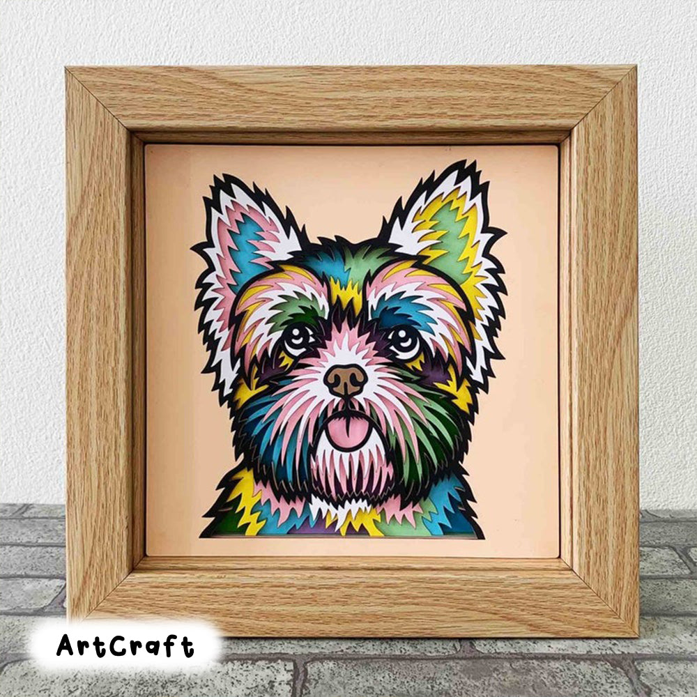 Yorkshire Terrier 3D Layer SVG/ Colorful Yorkshire Terrier/ 3D Dog Shadow Box/ Pet Memorial/ Pet Layer Cardstock/ For Cricut/ For Silhouette