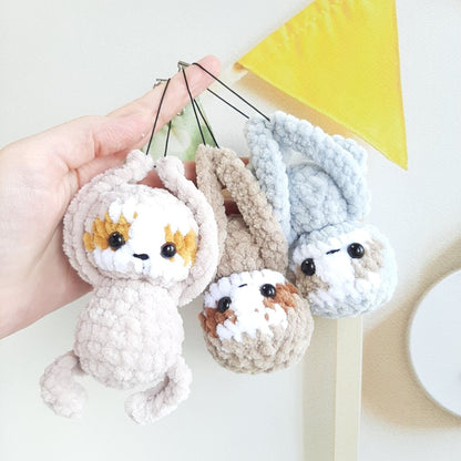 Crochet PATTERN Sloth keychain, Amigurumi tutorial PDF in English, dog crochet pattern PDF Christmas gift Baby shower