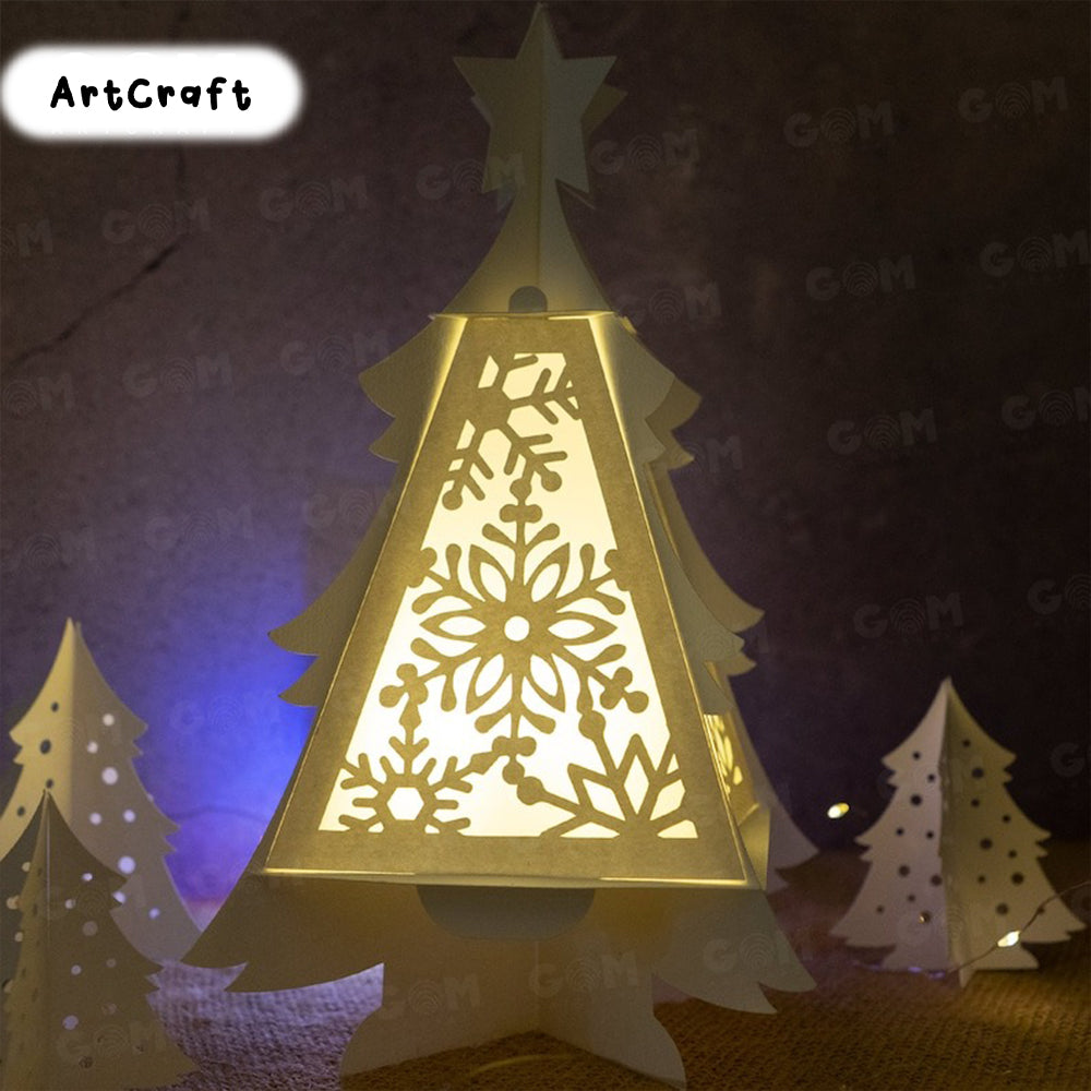 Pack 3 Christmas Tree Lantern SVG - Christmas Lantern Template - DIY Paper Lanterns - DIY Paper Lanterns - Xmas Paper Cutting