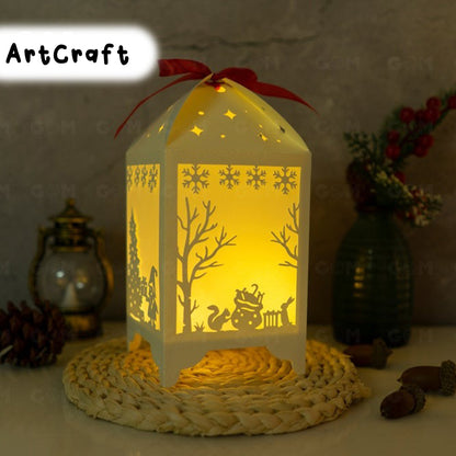 Combo 4 Merry Christmas Lantern Template - Paper Cut - Light Box SVG File - DIY Paper Lanterns