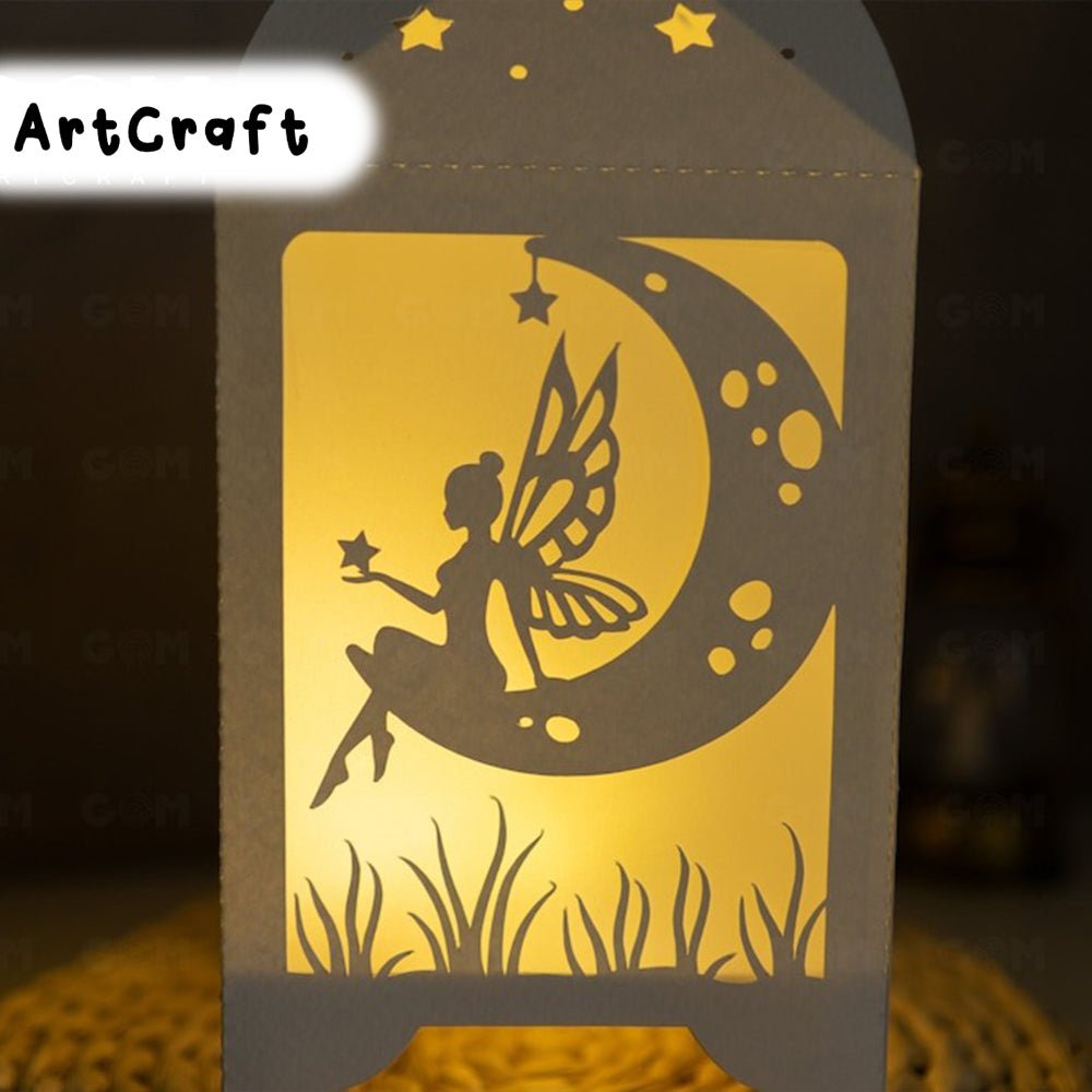 Moon Fairy Lantern template - Paper Cut - Light Box SVG File - DIY Paper Lanterns