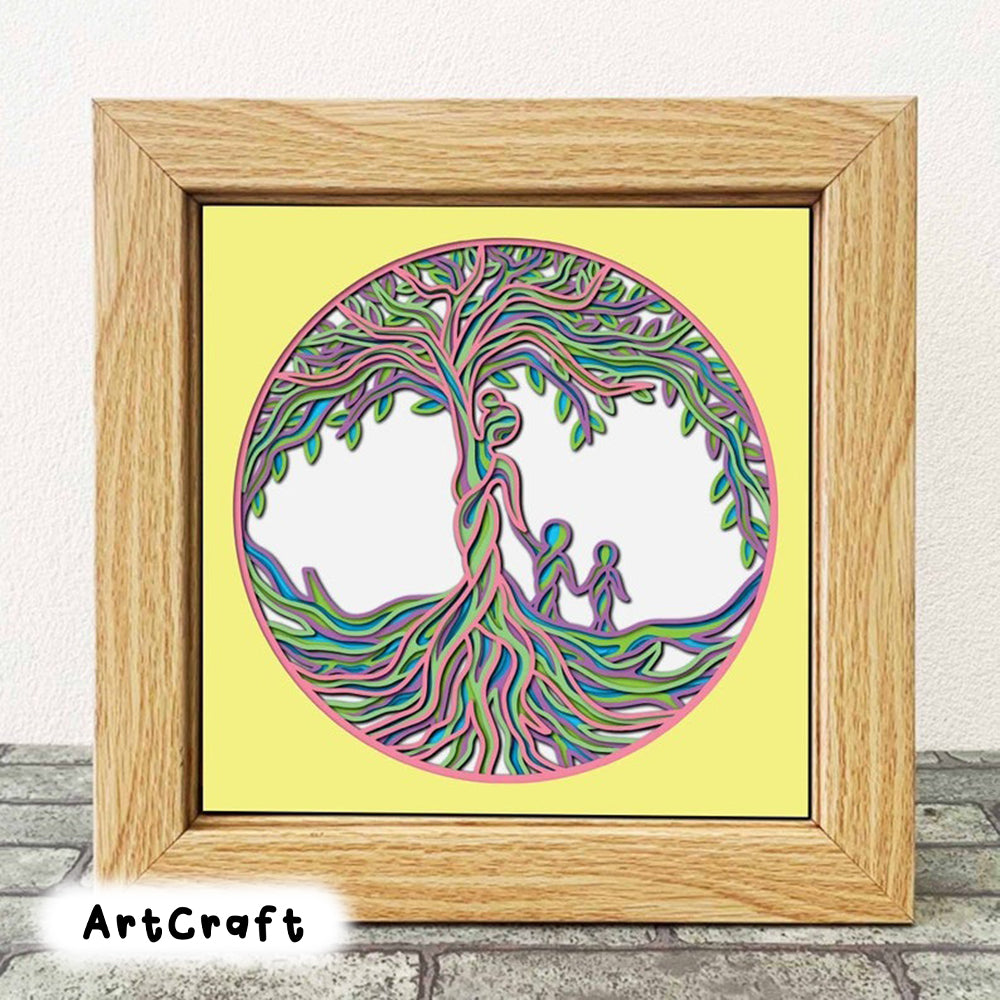 Mother Tree Of Life Mandala SVG/ Multilayer Mother Shadow Box/ Gift For Mama/ Mother's Day Gift Box/ Shadow Box Mom/ Grandma And Childs SVG