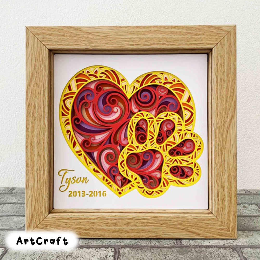 Dog Paw With Heart Mandala SVG/ Dog Mom Multilayer/ Dog Paw Shadow Box/ Laser Cut File/ SVG File For Cricut/ Paw Print Mandala/ Pet Memorial