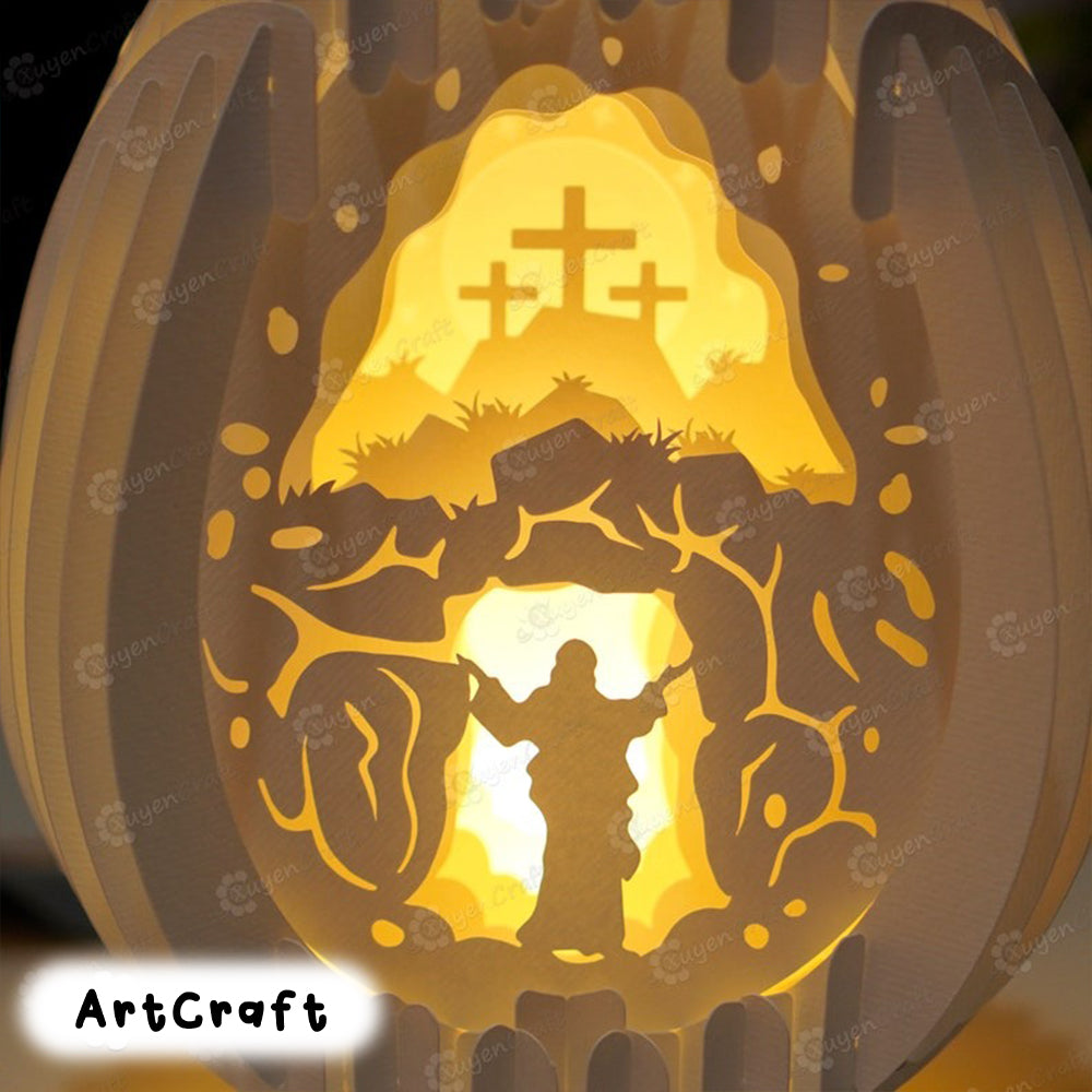 Pack 3 Jesus Risen, 3D Easter Egg PDF, SVG for Cricut Projects, Cameo4, Easter Eggs Pop up, Easter Jesus Christ Is Risen, Jesus in cross