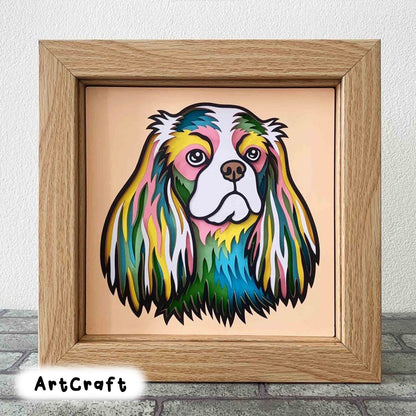 Cavalier King 3D Layered SVG/ Colorful Dog 3D Mandala/ 3D Dog Shadow Box/ 3D Dog Pop Art/ Pet Layer Cardstock/ For Cricut/ For Silhouette