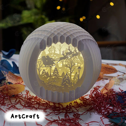 Santa Claus Reindeer Ride Sphere PopUp SVG Templates creating Santa Claus Sphere pop up for Merry Christmas Shadow Box Globe Pop Up Lightbox