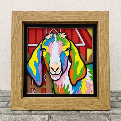 3D Goat Layered SVG For Cardstock/ Farmhouse Decoration/ Farm Animal Pop Art/ Colorful Goat 3D Papercraft SVG/ For Cricut/ For Silhouette