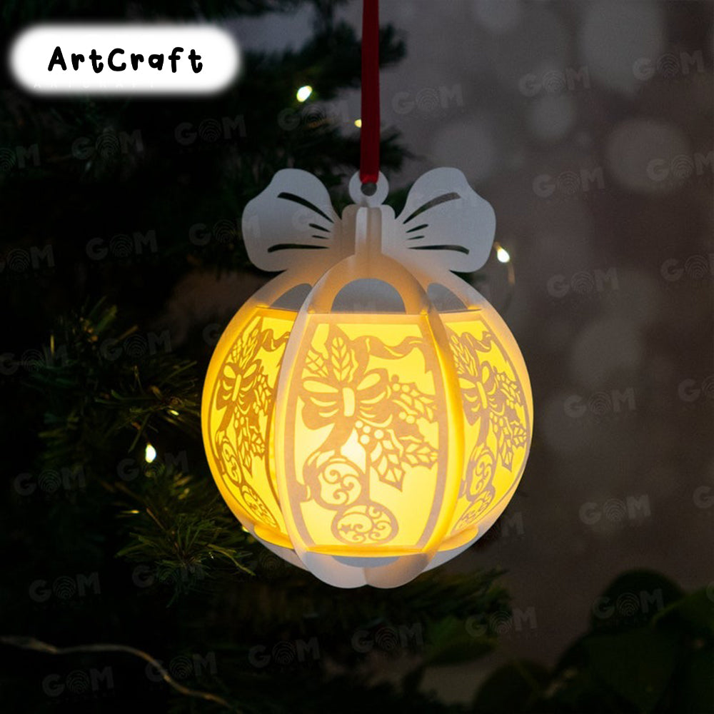 Pack 5 Hanging Christmas Ball Template - Christmas Ball SVG - DIY Lightbox Christmas Ornaments - Paper Cut Template For Christmas