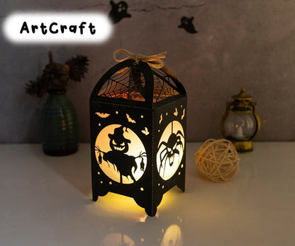 Combo 3 Insect Halloween Lantern Template - Happy Halloween - Paper Cut - Light Box SVG File - DIY Paper Lanterns