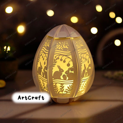 Pack 3 Rabbit Egg Lantern SVG for Cricut Project, ScanNcut, Cameo4... Easter Egg Paper Lantern - DIY Quick 3D Easter Egg - Eggs Decorations