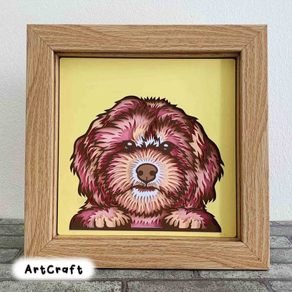 Peeking Puppy Layered SVG/ Labradoodle 3D Mandala/ Doodle Puppy Shadow Box/ SVG File For Cricut/ Multilayer For Laser/ Australian Doodle Dog