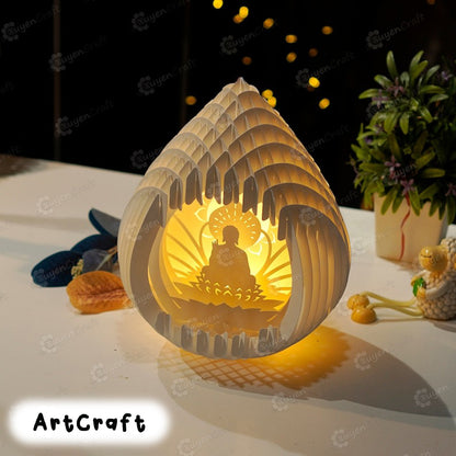 Buddha Pop Up SVG Template, Buddha Lanterns Paper Cut Light Box 3D Sphere Popup, Buddha Lamp SVG for Cricut Projects, DIY buddha gifts