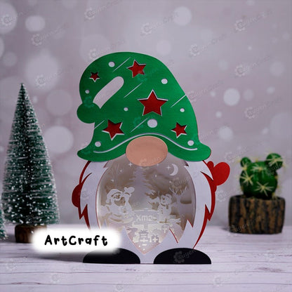 Set 3 Christmas Gnome Shadow Box PDF, SVG Light Box for Cricut Projects - DIY Gnome Lantern with Christmas Gnome, Santa Xmas, Deer Scene