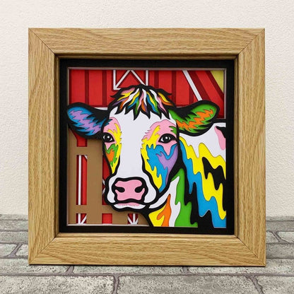 3D Cow Layered SVG For Cardstock/ Farmhouse Decoration/ Cow Gift For Farmer/ Colorful Cow 3D Papercraft SVG/ SVG For Cricut/ For Silhouette