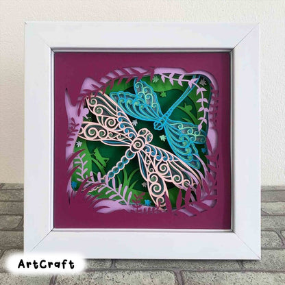 Dragonflies 3D Shadow Box SVG/ Multilayer Dragonfly Mandala/ 3D Layered Cardstock/ Anniversary Gift/ For Cricut/ For Laser/ For Silhouette