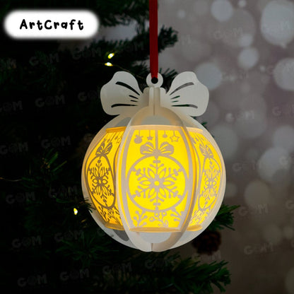 Pack 5 Hanging Christmas Ball Template - Christmas Ball SVG - DIY Lightbox Christmas Ornaments - Paper Cut Template For Christmas